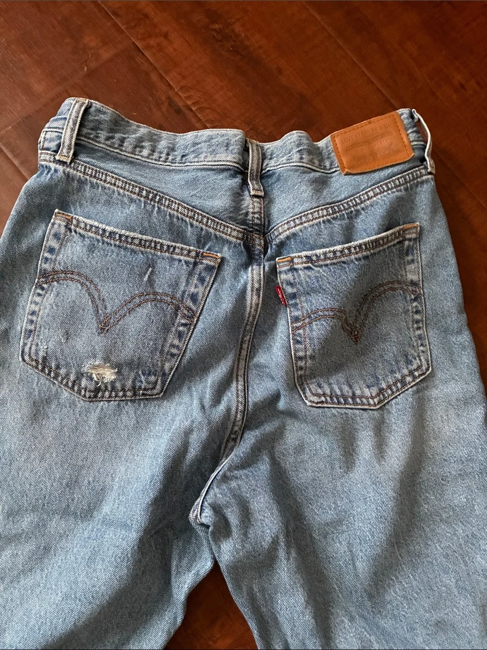 Levi's Light Blue Relaxed Fit Distressed Jeans